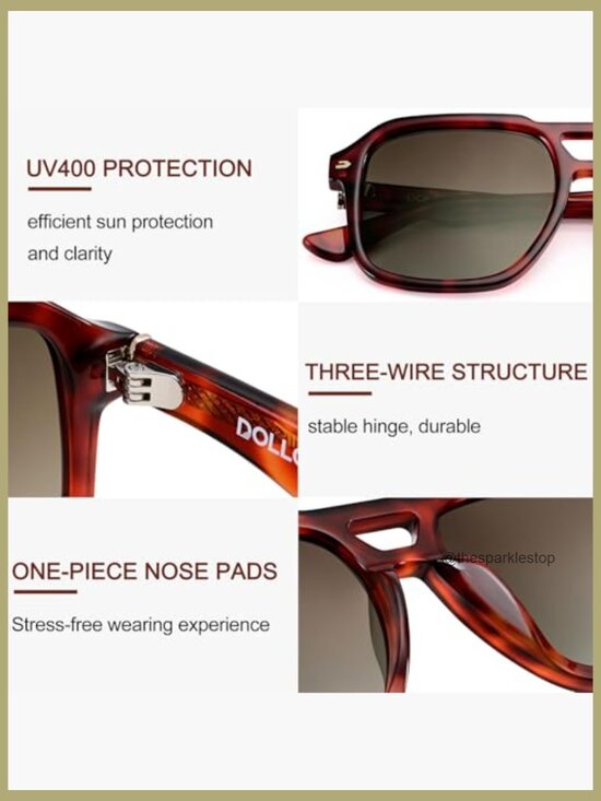 Retro Oversized Square Aviator Polarized Sunglasses UV400 Unisex main image 7
